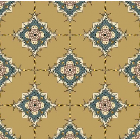 Tkanina w ornamenty geometryczne na złotym tle